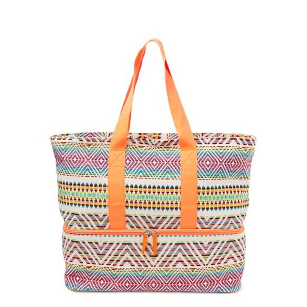 New Colorful Beach Elevated Zip Bottom Cooler Tote